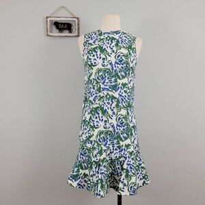 Victoria Beckham Blue and Green Floral Mini Dress